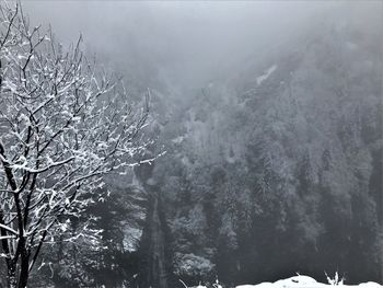 Aerial view of snow covered landscape