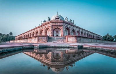 Reflection of building in lake