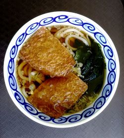 High angle view of food in plate