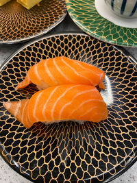 Directly above shot of sushi on table