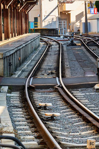 Railroad tracks in city of japan