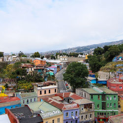 High angle view of townscape against sky