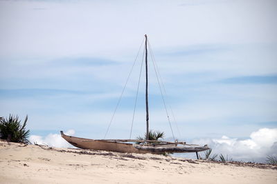 Boat in sea against sky