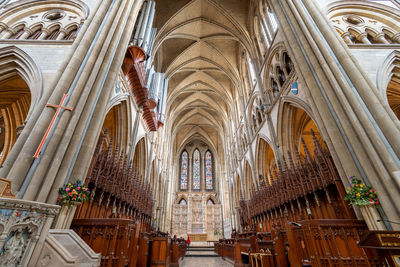 View of the inside of truro cathedral in cornwall.