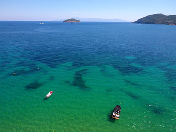 High angle view of man in sea