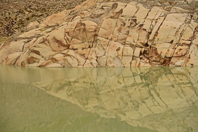 Full frame shot of glass with reflection on water