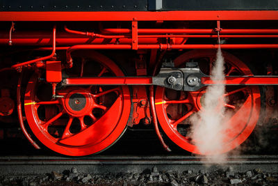 Close-up of train on railroad track