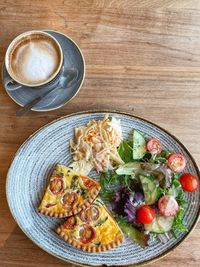 High angle view of food in plate on table