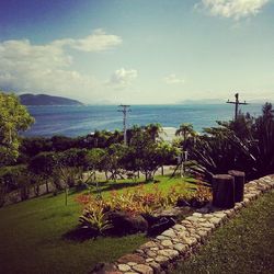 Scenic view of sea against cloudy sky