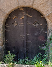 Closed door of old building