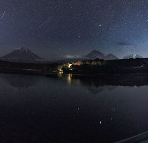 Scenic view of lake against sky at night