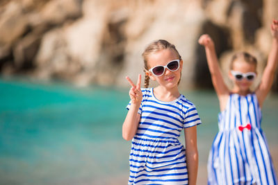 Portrait of girls on beach