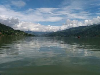 Scenic view of lake against sky