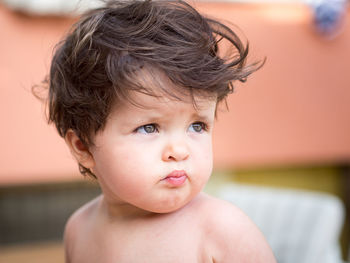 Close-up portrait of cute baby