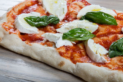 Close-up of pizza on table