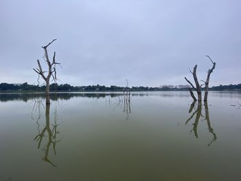 Scenic view of lake against sky