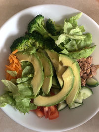 High angle view of salad in plate