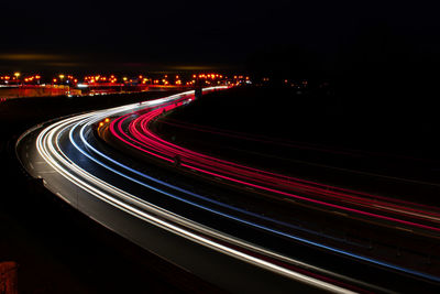 Light trails on highway at night