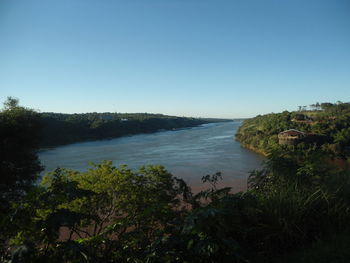 Scenic view of sea against clear sky