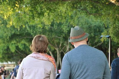 Rear view of man walking