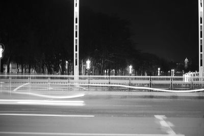 Light trails on road at night