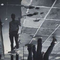 Woman standing in the dark