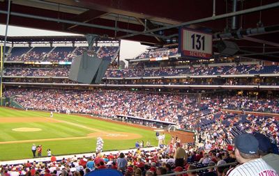 People watching baseball at stadium