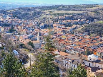 High angle view of townscape