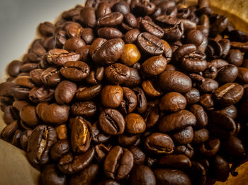 Close-up of roasted coffee beans