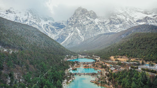 Panoramic view of lake against mountains