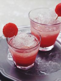 Close-up of cocktail drinks on plate