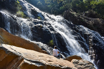 Scenic view of waterfall