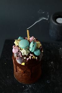 Close-up of ice cream on table