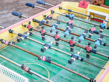 High angle view of people relaxing in swimming pool