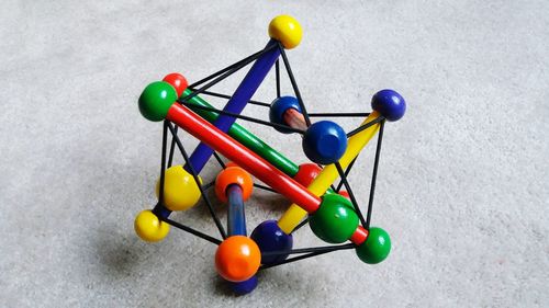 Close-up of molecular structure on table