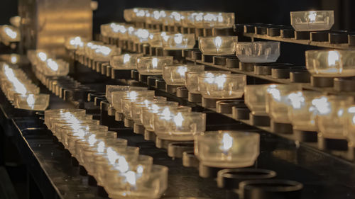 Tea light candles in temple