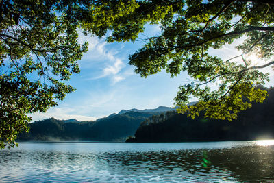Scenic view of lake against sky