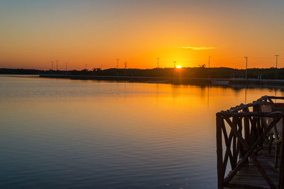 Scenic view of lake during sunset