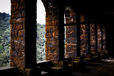 Abandoned building seen through window