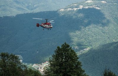 High angle view of ski lift over mountains