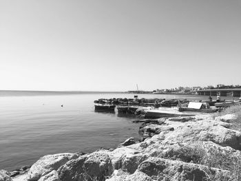 Scenic view of sea against clear sky