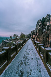 Bastei bridge in winter, saxon switzerland