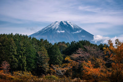 Scenic view of snowcapped mountain against sky