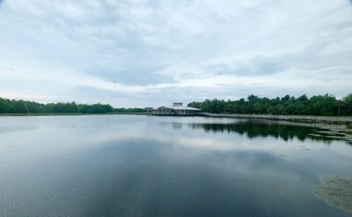 Scenic view of lake against sky