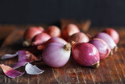 Close-up of garlic on table