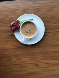 High angle view of coffee on table