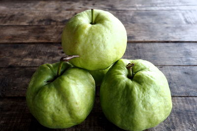 Close-up of apples on table