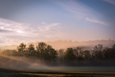 Scenic view of landscape against sky during sunset