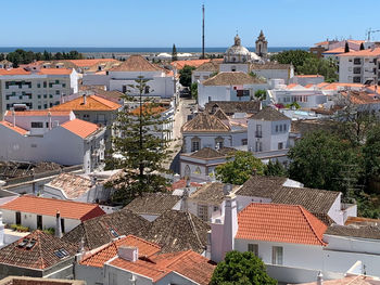 High angle view of townscape against sky