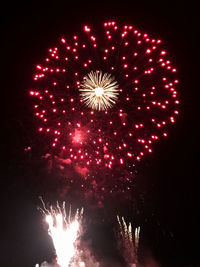 Low angle view of firework display at night